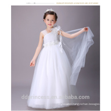 New arrival Vietnam one-shoulder Wedding dresses baby cotton net frocks design white flower girl's long party dress kid clothing